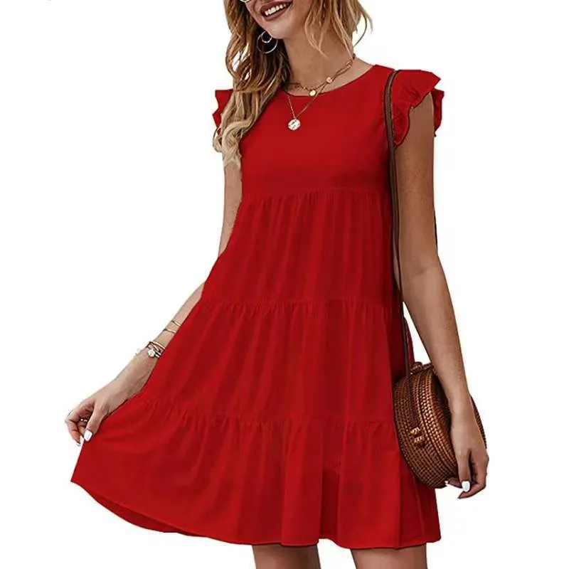 robe rouge évasée