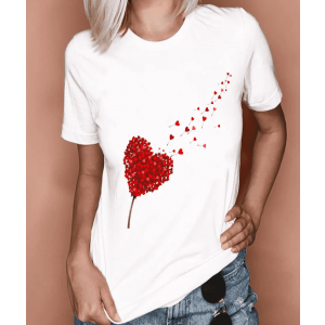 Tee-shirt fleur en coeur